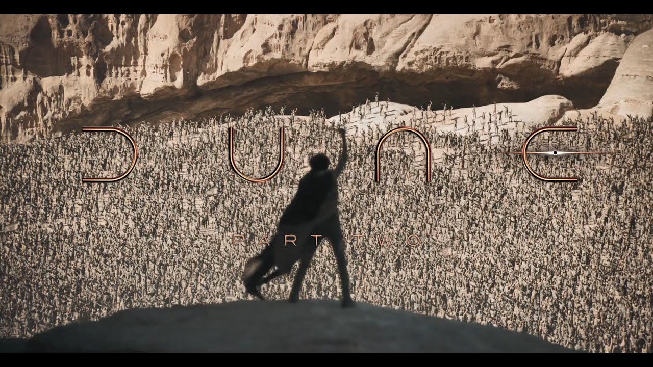 Paul Atreides rider på en gigantisk sandmask över Arrakis dyner