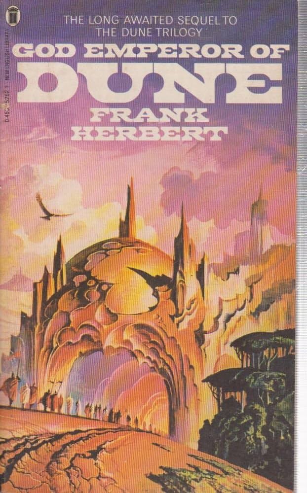 Omslag för boken God Emperor of Dune av Frank Herbert