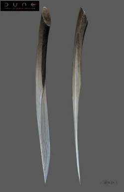 Konstnäring tolkning av en crysknife, ett viktigt vapen i Dune