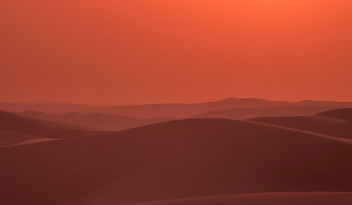 Ökenlandskap i Liwa Oasen, Förenade Arabemiraten, en inspelningsplats för Dune 3