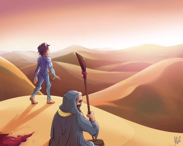 Concept art for Dune: Part Three showing the Golden Path