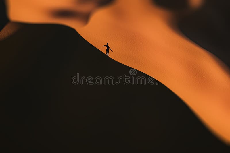 Silhuett av en stor sandvåg från Dune-filmen mot en orange solnedgång